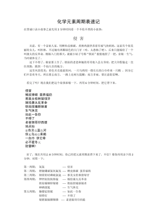 化学元素周期表速记