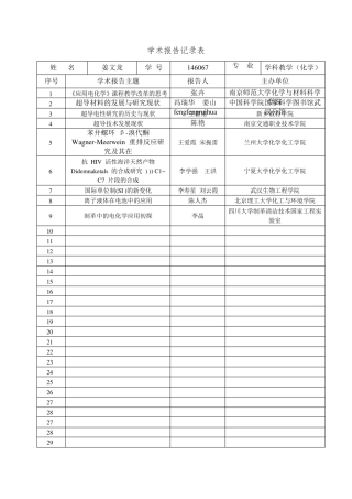 化学前沿讲座学术报告记录