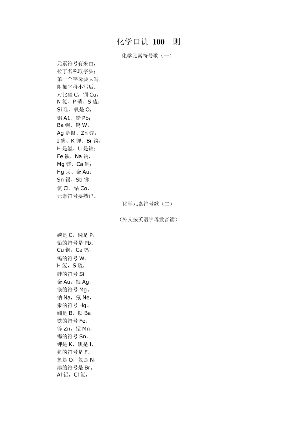 化学口诀100则_第1页