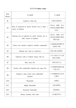 化学品安全性描述和危险性描述