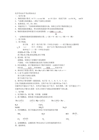 化学学业水平考必背知识点