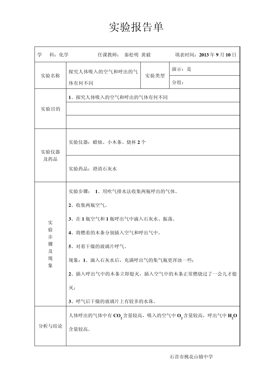 化学实验报告单_第2页