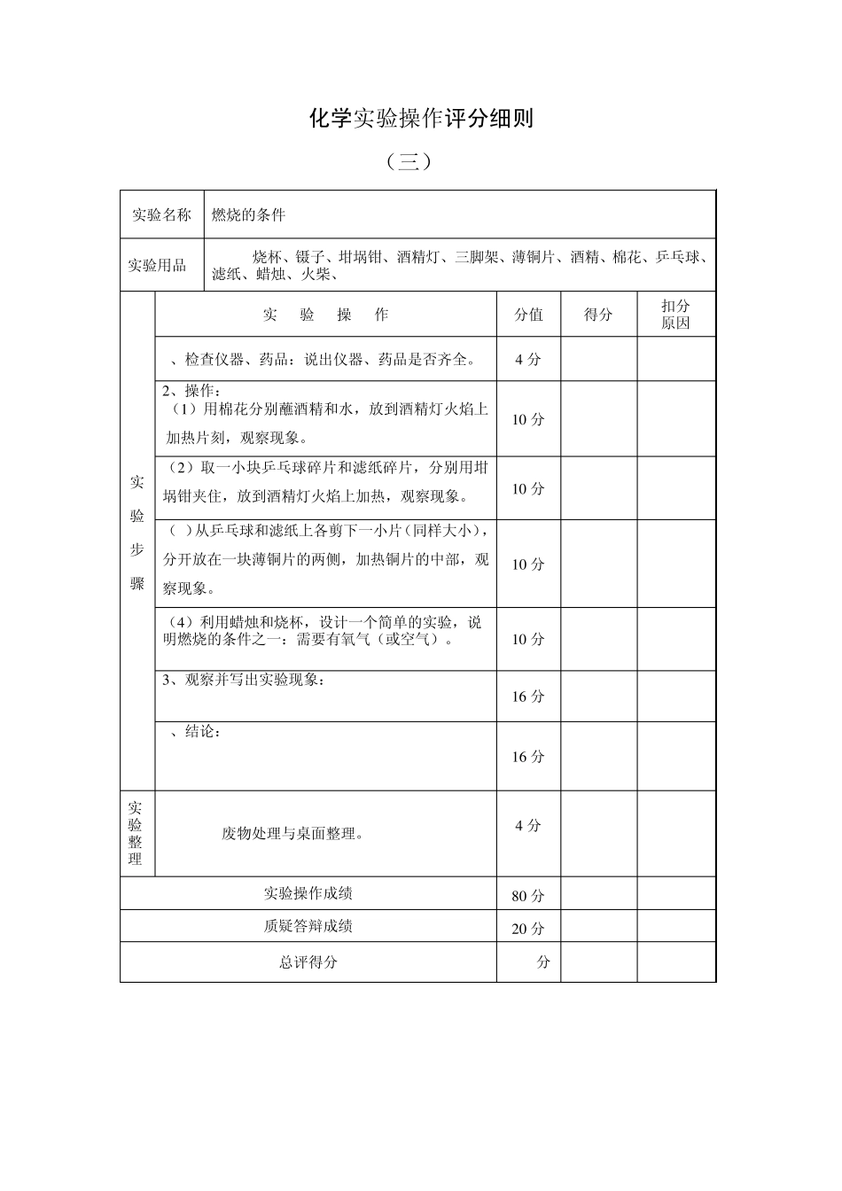 化学实验操作评分细则_第3页