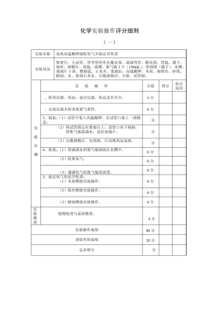 化学实验操作评分细则