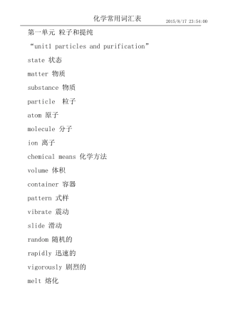 化学常用词汇表