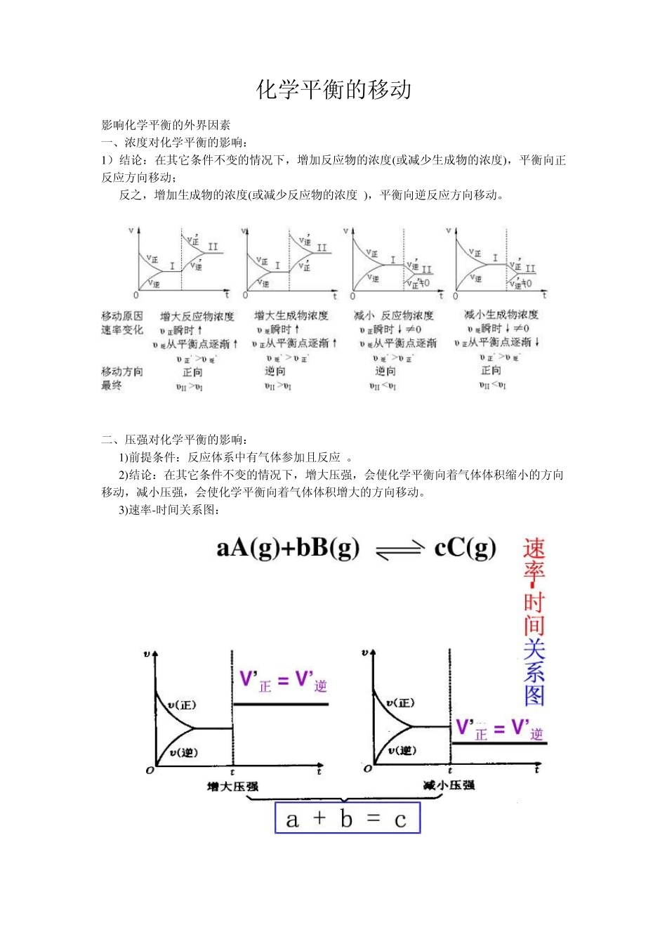 化学平衡的移动知识点及练习_第1页