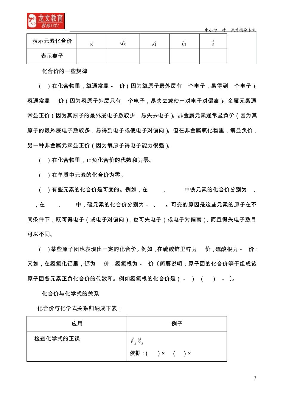 化学式和化合价复习专题教案讲义_第3页