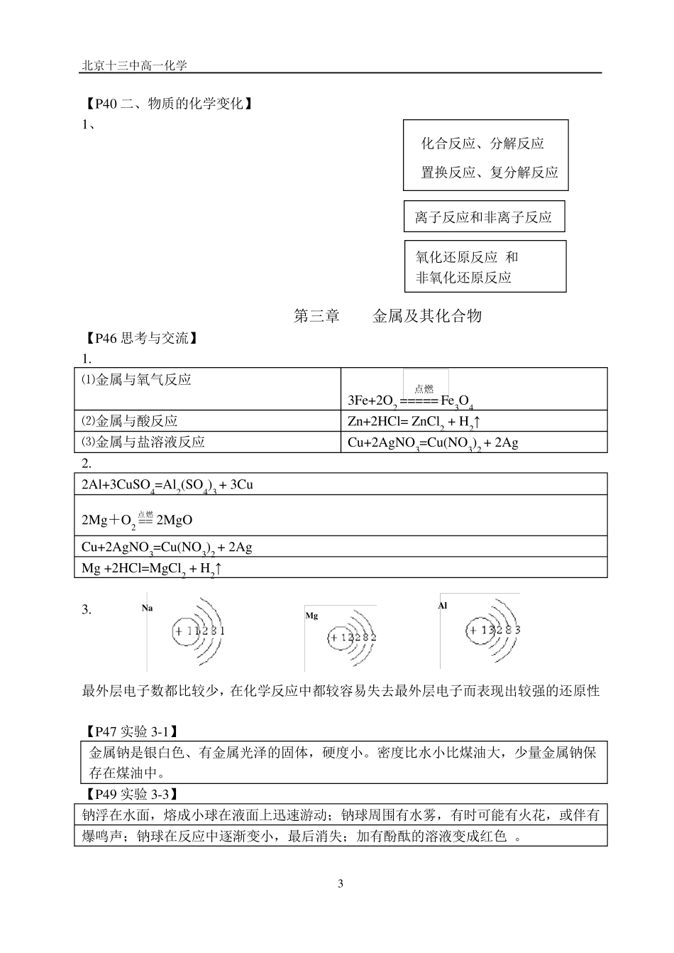 化学必修1实验现象总结_第3页