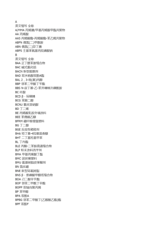 化学药品简写