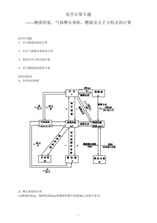 化学计算专题——物质的量、气体摩尔体积、燃烧及关于方程式的计算