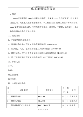 化工单机试车方案