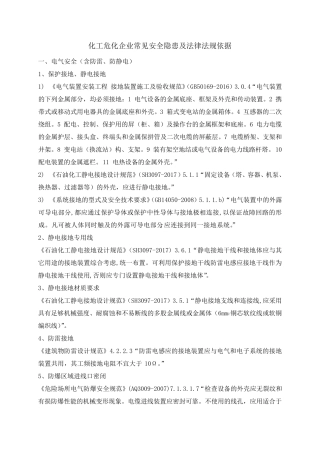 化工危化企业常见安全隐患及法律法规依据(2018.12)