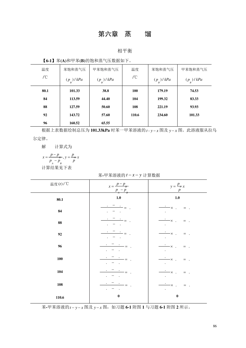 化工原理(第四版)习题解第六章蒸馏_第1页