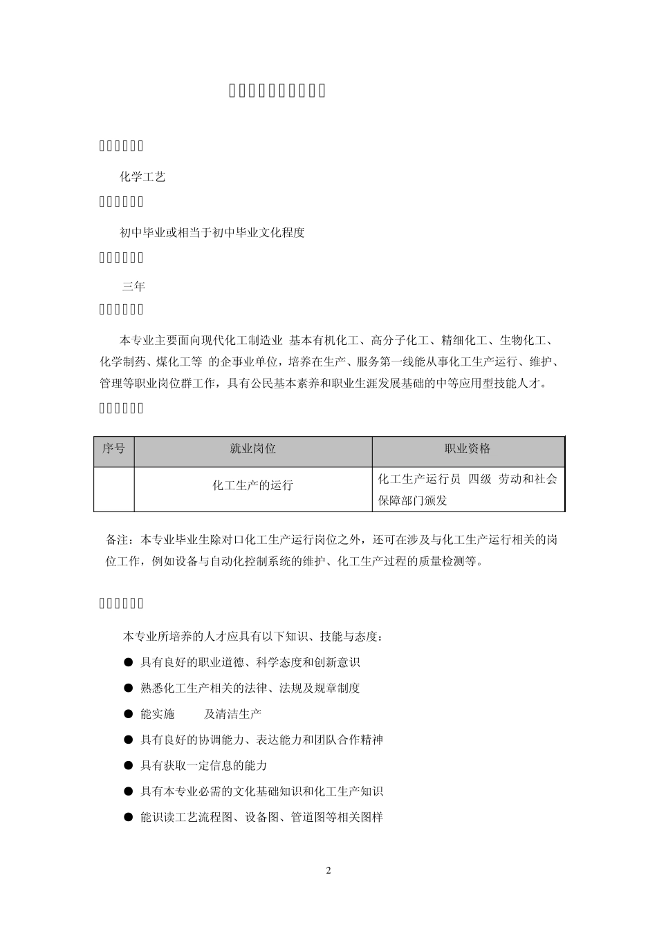 化工工艺教学标准_第2页
