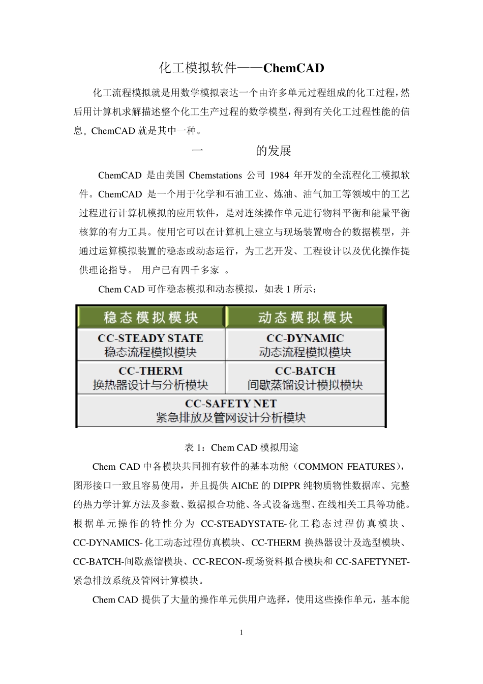 化工模拟软件——ChemCAD_第1页