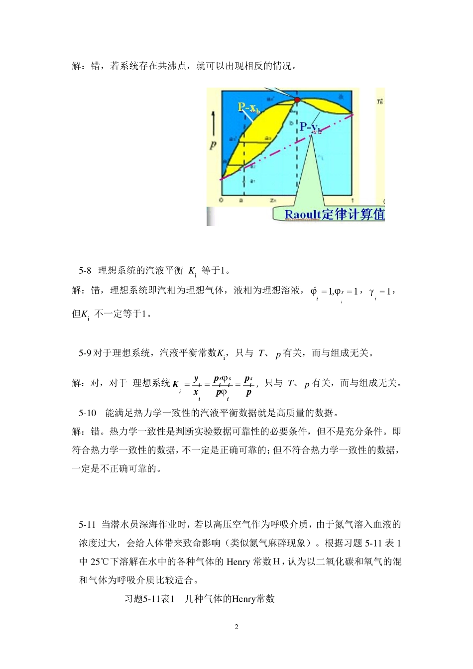 化工热力学答案冯新宣爱国,化学工业出版社最新版第五章习题解答_第2页