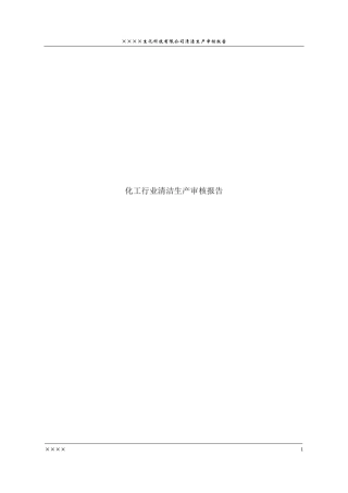 化工行业清洁生产审核报告1