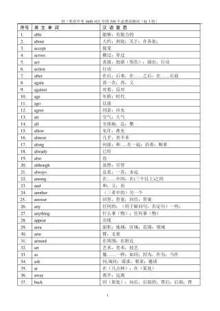北京中考英语530个必背高频词