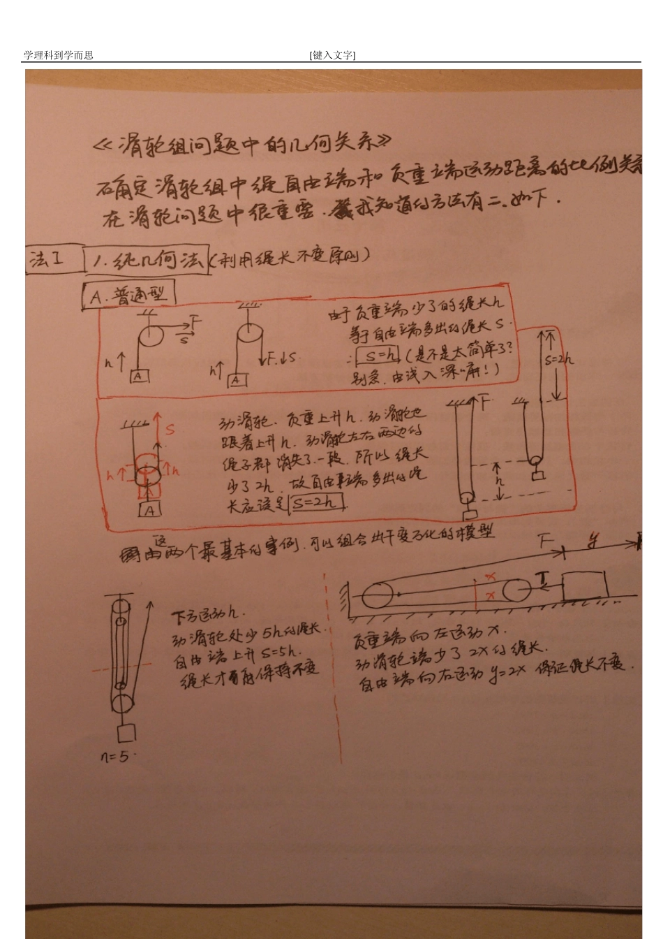北京中考物理难点突破之——滑轮问题的几何关系_第1页
