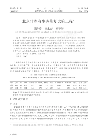 北京什刹海生态修复试验工程