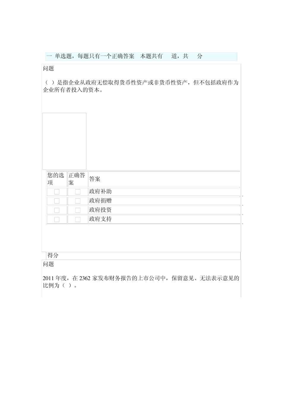 北京国家会计学院四川注协培训专区考试题_第1页