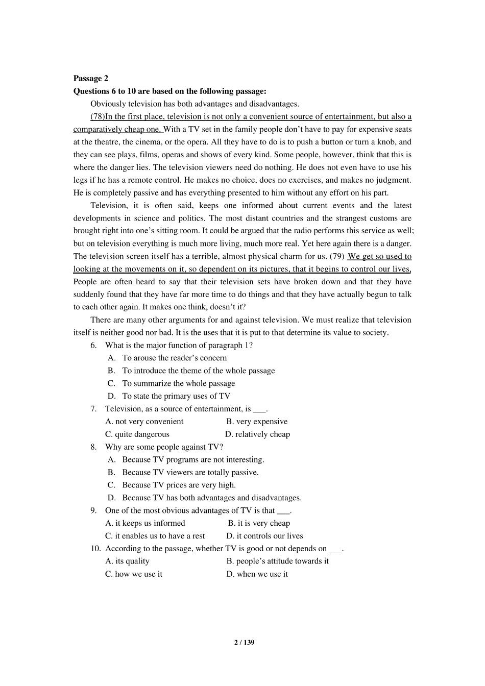 北京地区学位英语考试试题汇编及答案(20032011)_第2页