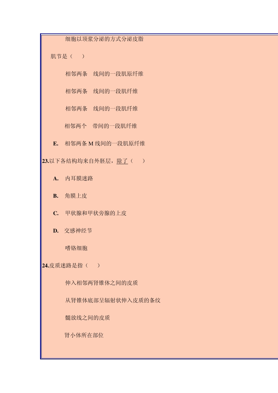 北京大学医学部2003年度组织学与胚胎学期末理论试题_第3页