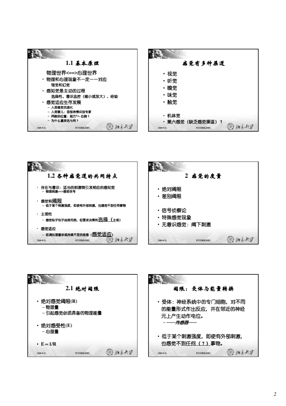北京大学心理学概论P03感觉与知觉090928sim_第2页