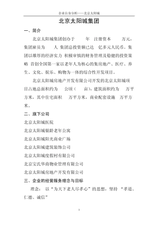 北京太阳城集团自身分析