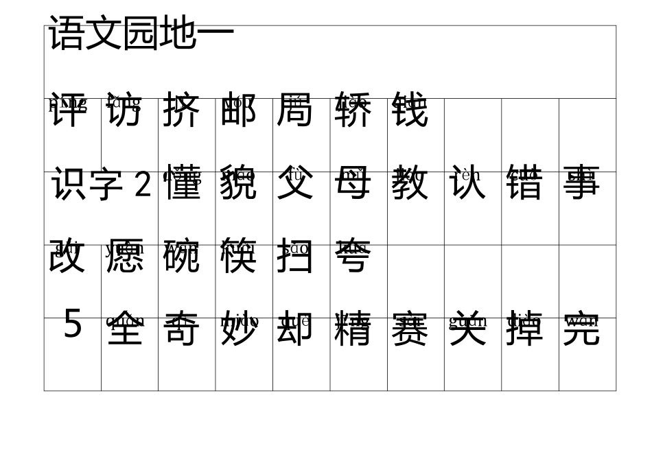 北京小学一年级(下册)汉语拼音生字表(550+250)Am_第3页