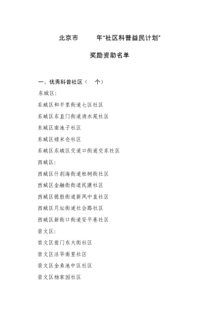 北京市2008年社区科普益民计划