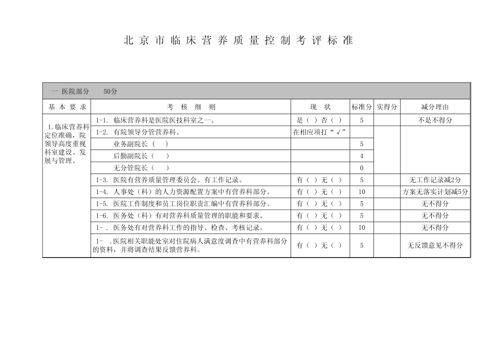 北京市临床营养质量控制考评标准_第1页