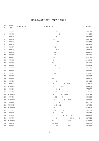 北京市人才市场中介服务许可证
