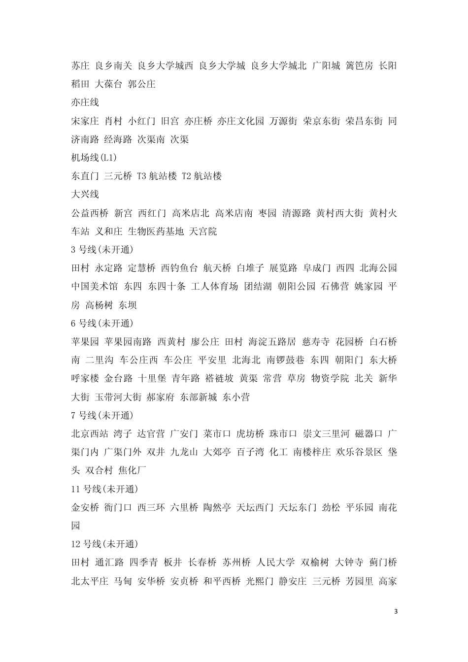 北京市地铁线路、站名、景点、通车时间介绍_第3页