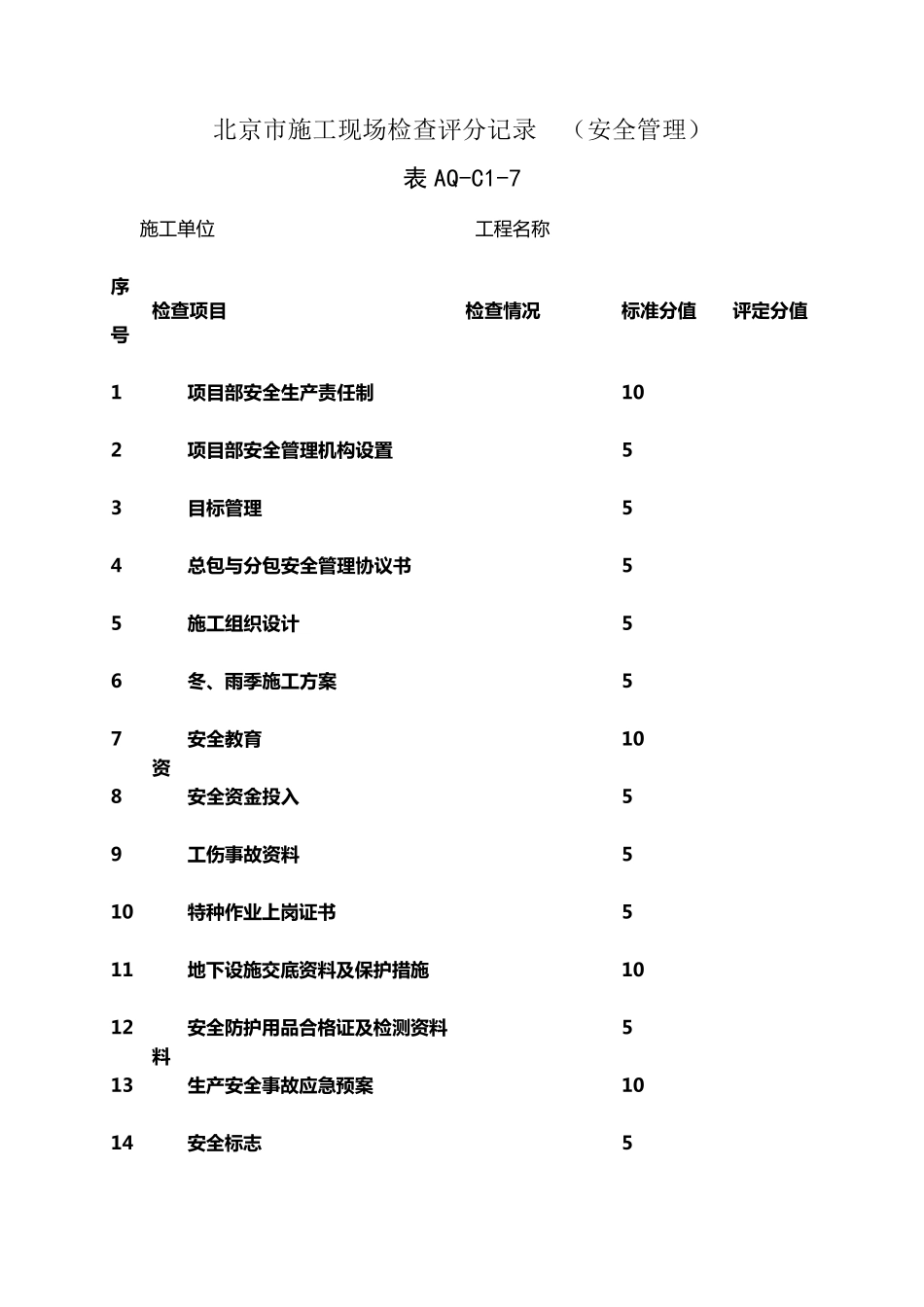 北京市安全检查十张表_第1页