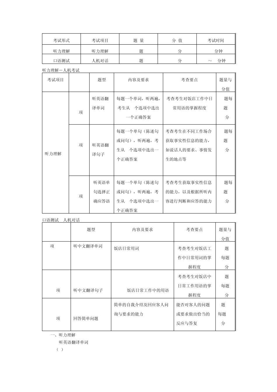 北京市旅游饭店英语等级考试_第2页