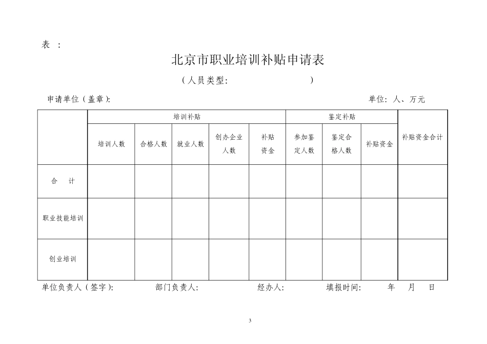 北京市职业技能培训职业(工种)补贴标准目录_第3页