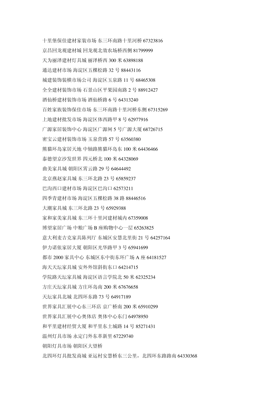 北京建材城地址及电话大全_第2页