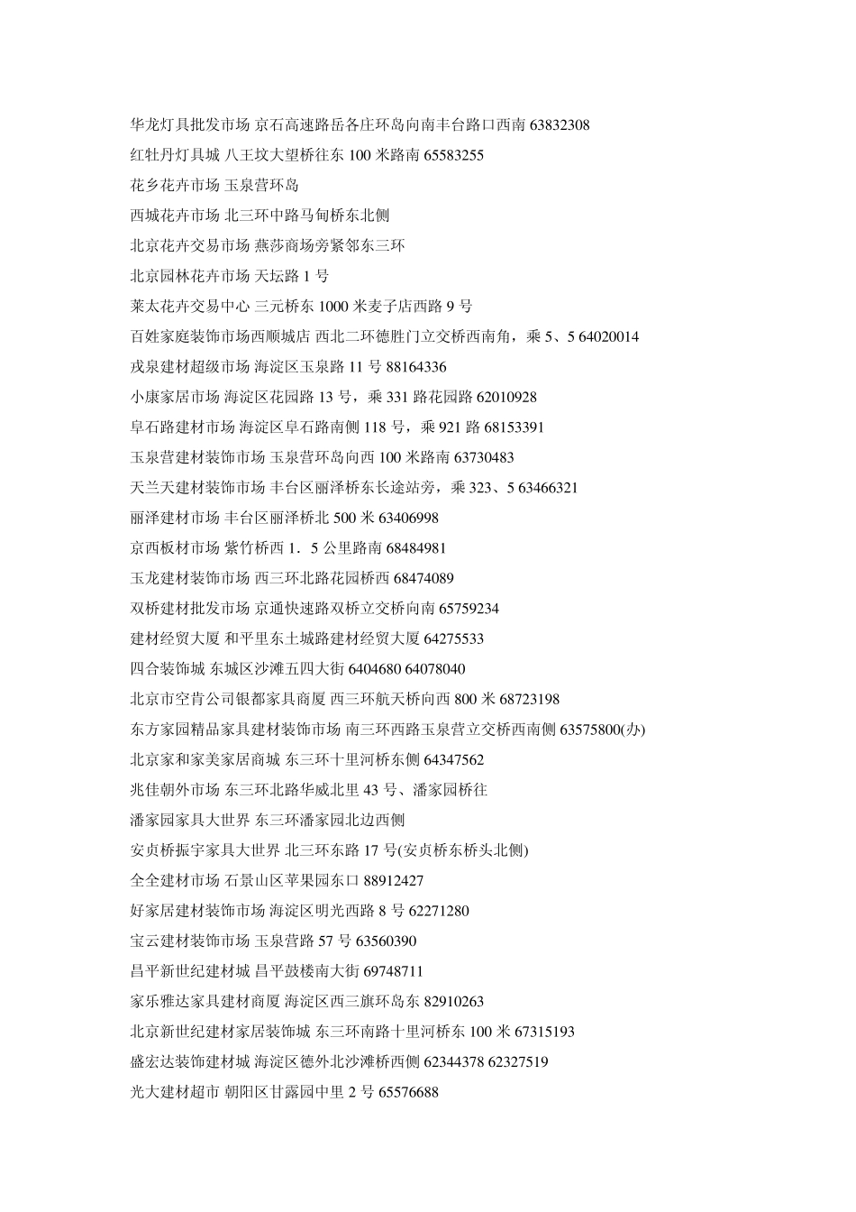 北京建材城地址及电话大全_第3页