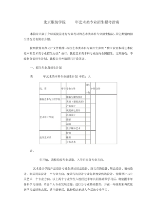 北京服装学院2013年艺术类专业招生报考指南