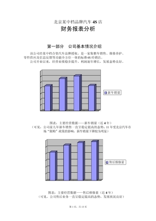 北京某中档品牌汽车4S店财务报表分析