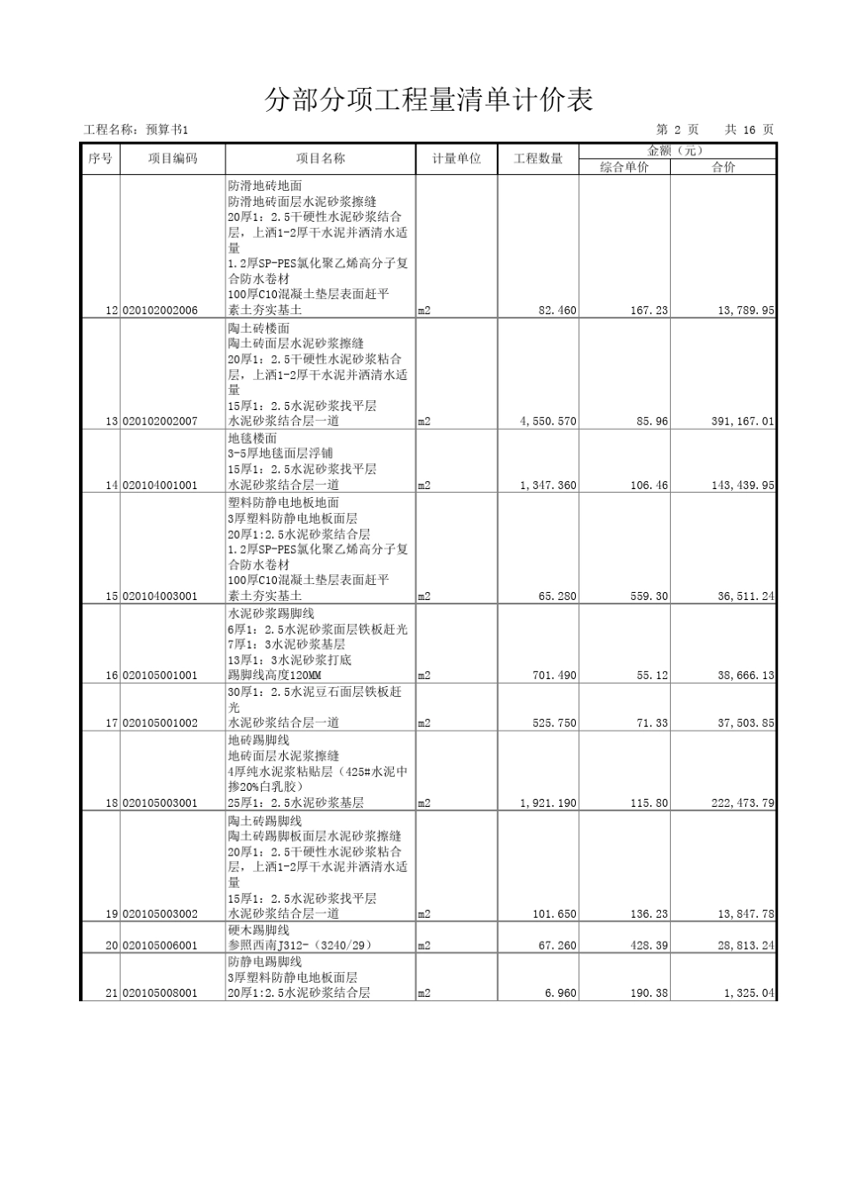 北京某大厦装饰工程投标清单报价单_第3页