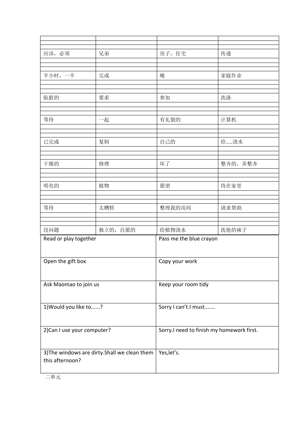北京版小学英语五年级上册复习重点_第2页