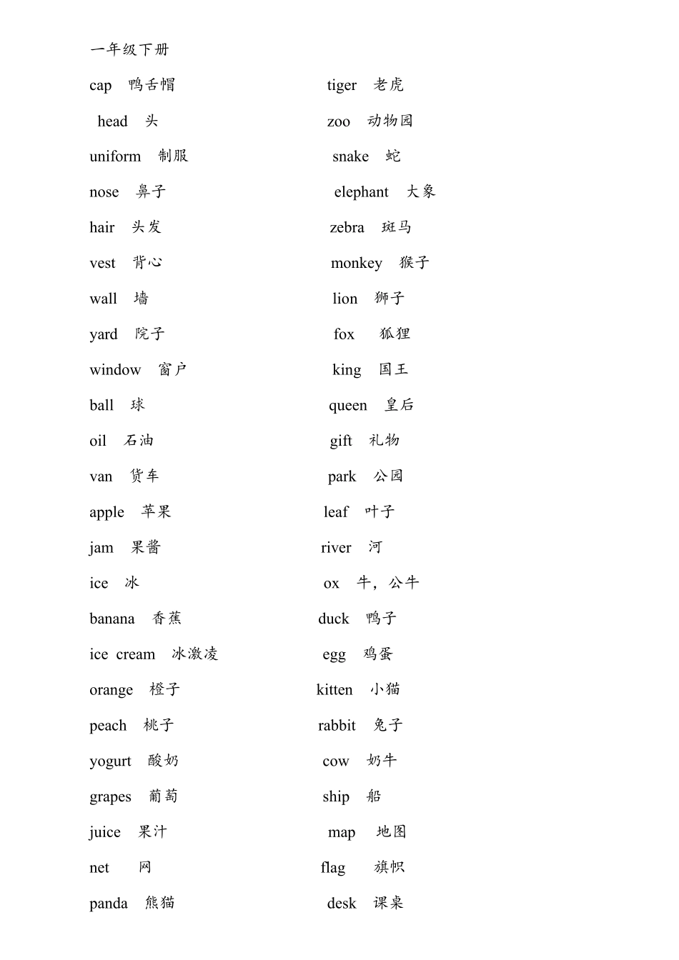 北京版小学英语单词表_第2页