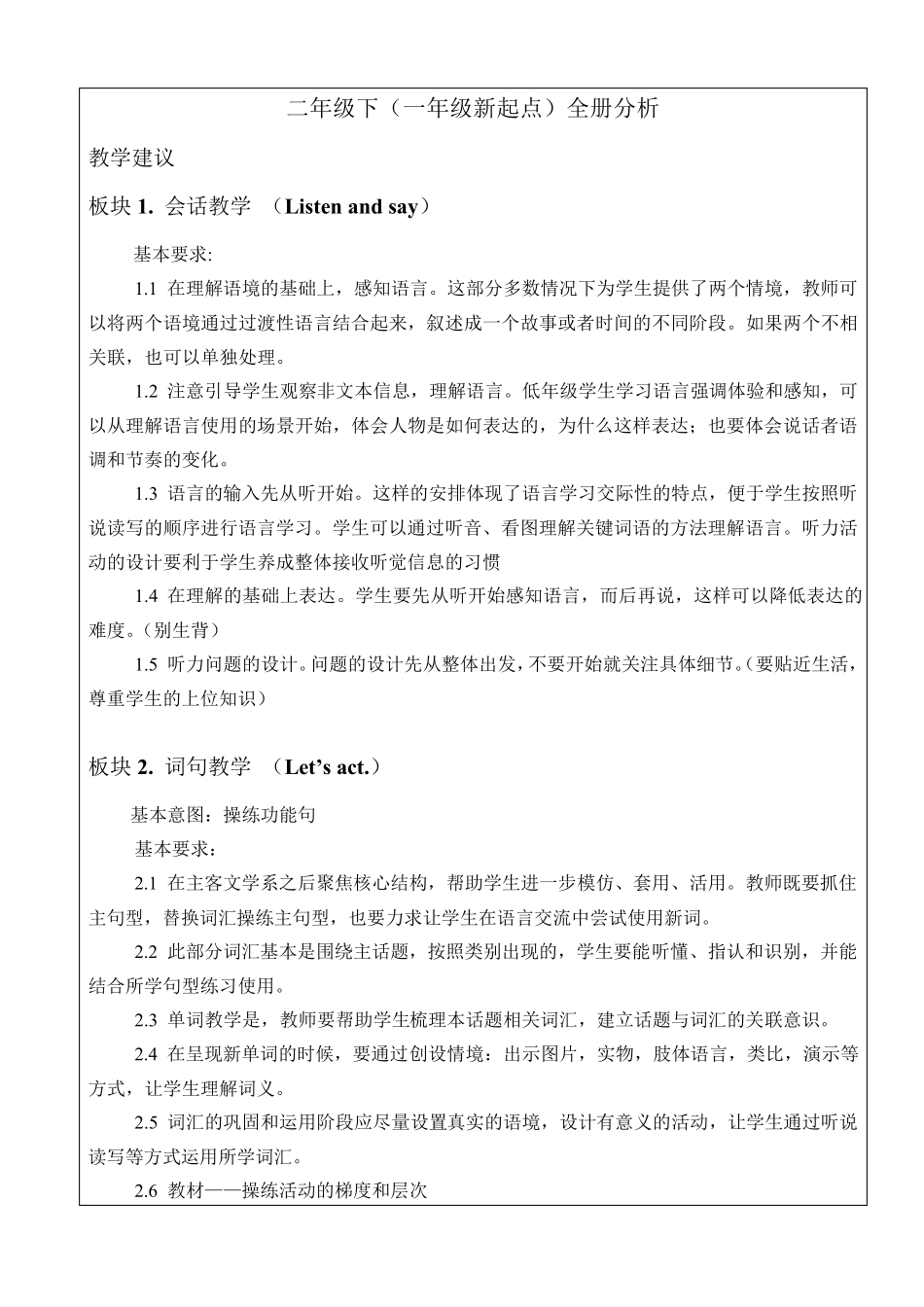 北京版英语二年级下册全册教案_第3页