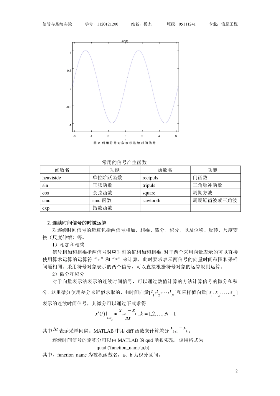 北京理工大学信号与系统实验实验报告_第2页
