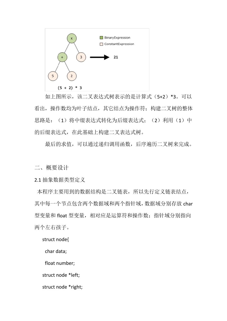 北京理工大学数据结构实验报告简易计算器(二叉树)_第3页