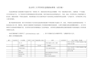 北京理工大学管理信息数据标准集(试行稿)