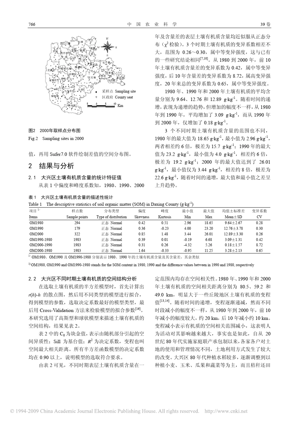 北京郊区土壤有机质含量的时空变异及其影响因素_第3页