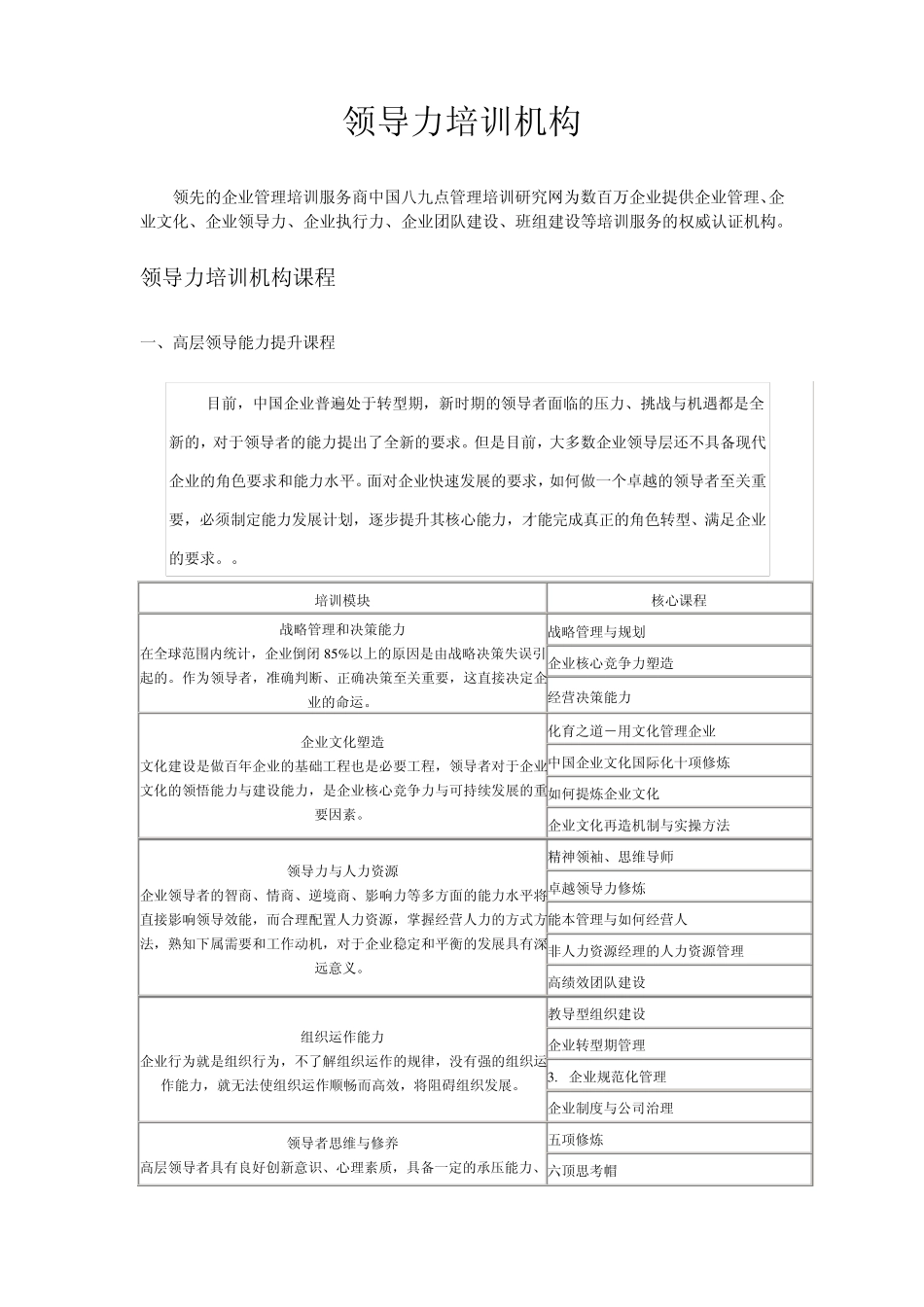 北京领导力培训机构(北京、上海、广州、深圳、苏州、山西)_领导力培训机构_第1页